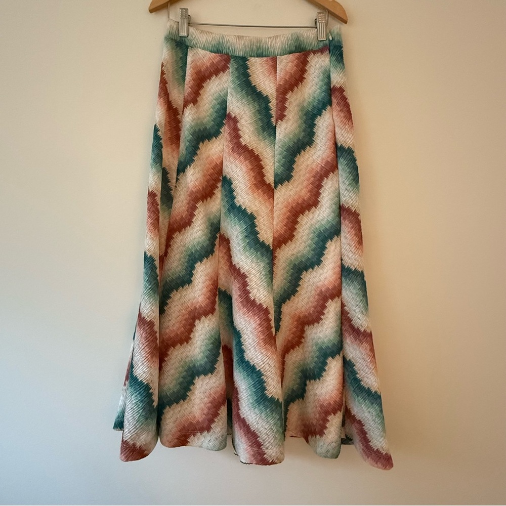 Anthropologie Maeve Chevron Sweater Skirt Turquoise Multi Size Small
